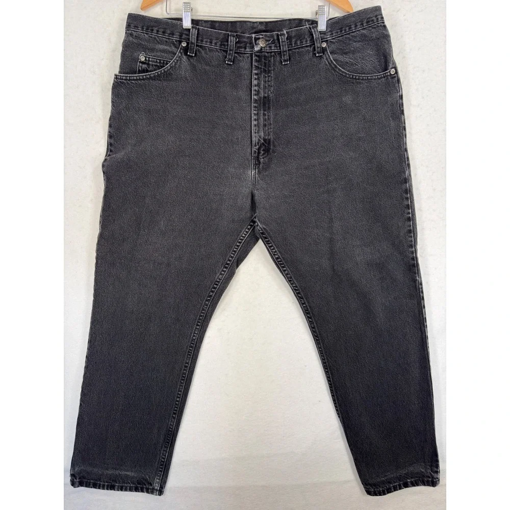 Wrangler Authentic Jeans Mens 44x30 Relaxed Fit Black Faded Denim 97601CB